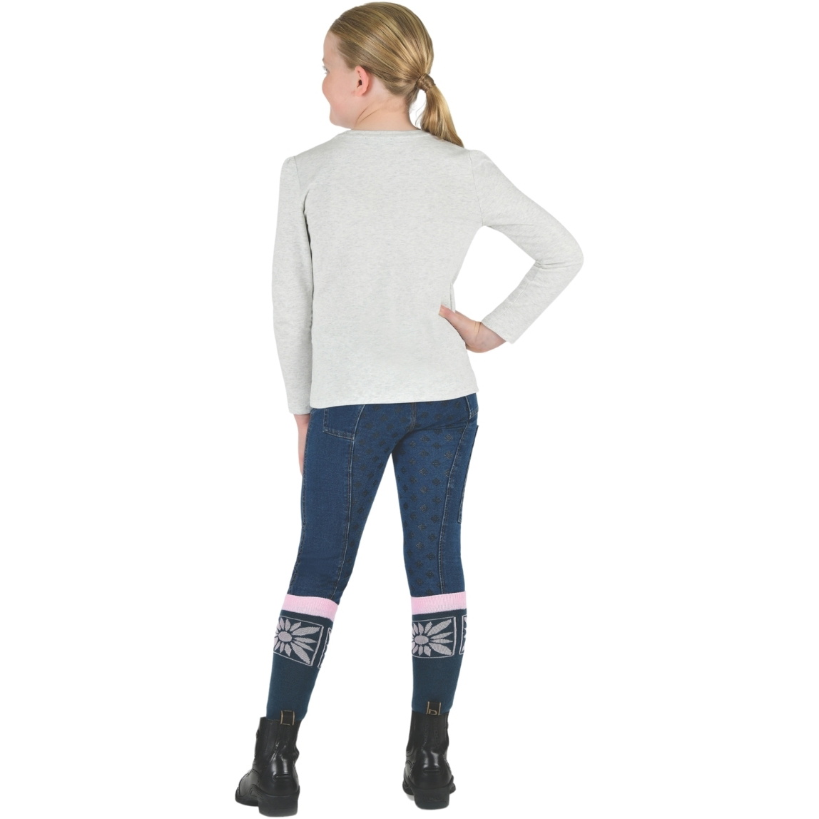 Dublin Junior Poppy Puff Sleeve Tee 1024241 - White Marle / Nordic Pony